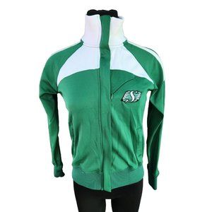 Firstar Riders Turtleneck Jacket Zip Up Long Sleeve Green White Womens Small S